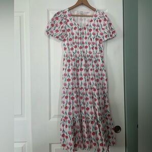 Jcrew floral block print midi dress